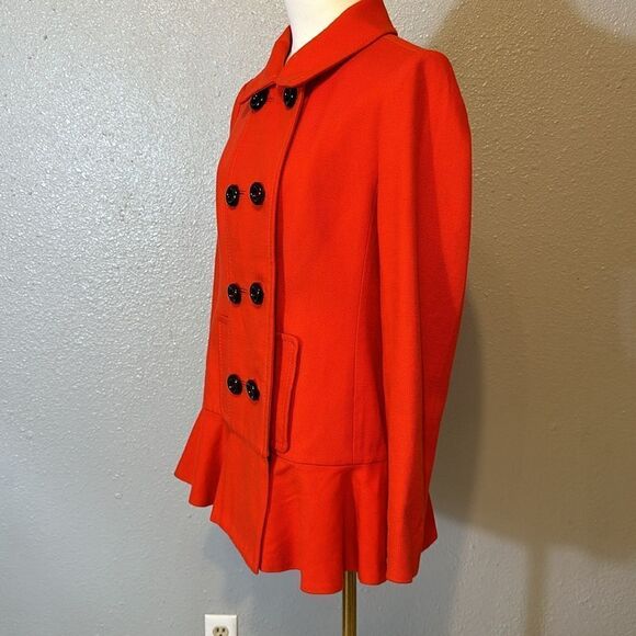 Kate Spade New York women’s red peplum ruffle peacoat size 6 - Picture 2 of 10